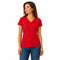 Women's V Neck Cotton Plain Basic Stretch T-Shirt Tops - Red