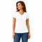 Women's V Neck Cotton Plain Basic Stretch T-Shirt Tops - White